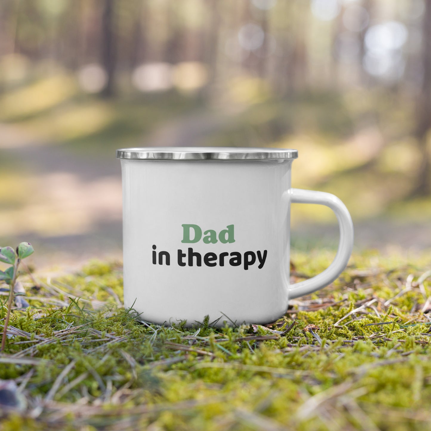 Dad in therapy enamel mug